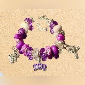 TCU Horned Frogs Beaded Charm Bracelet